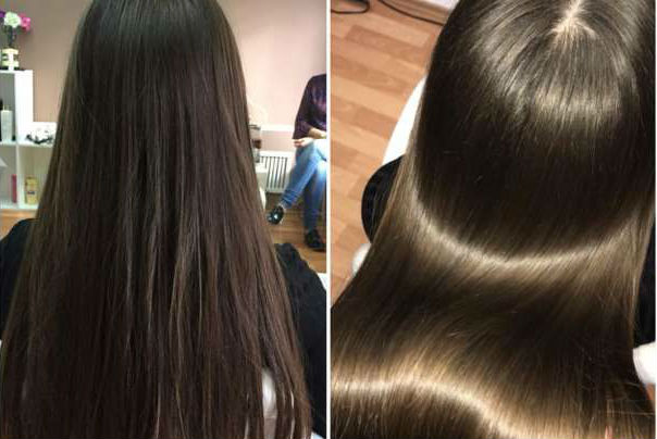 Фото жирных волос до и после процедуры "Ботокс для волос"