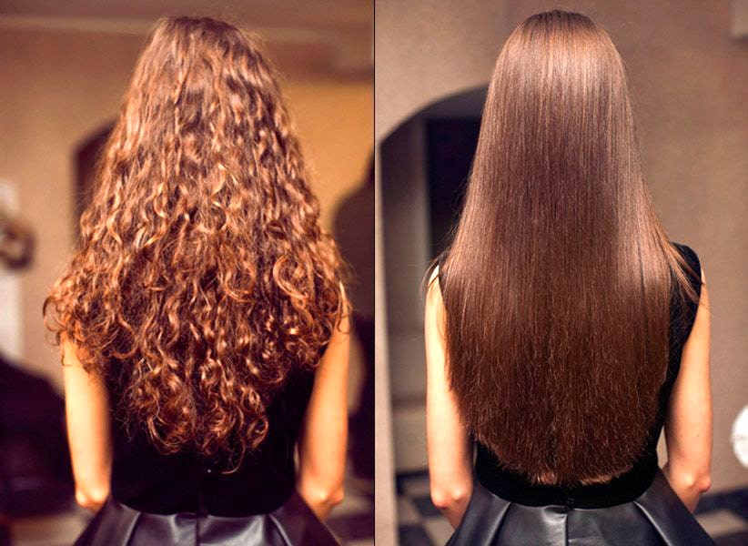 Фото кудрявых волос до и после "Кератина для волос"