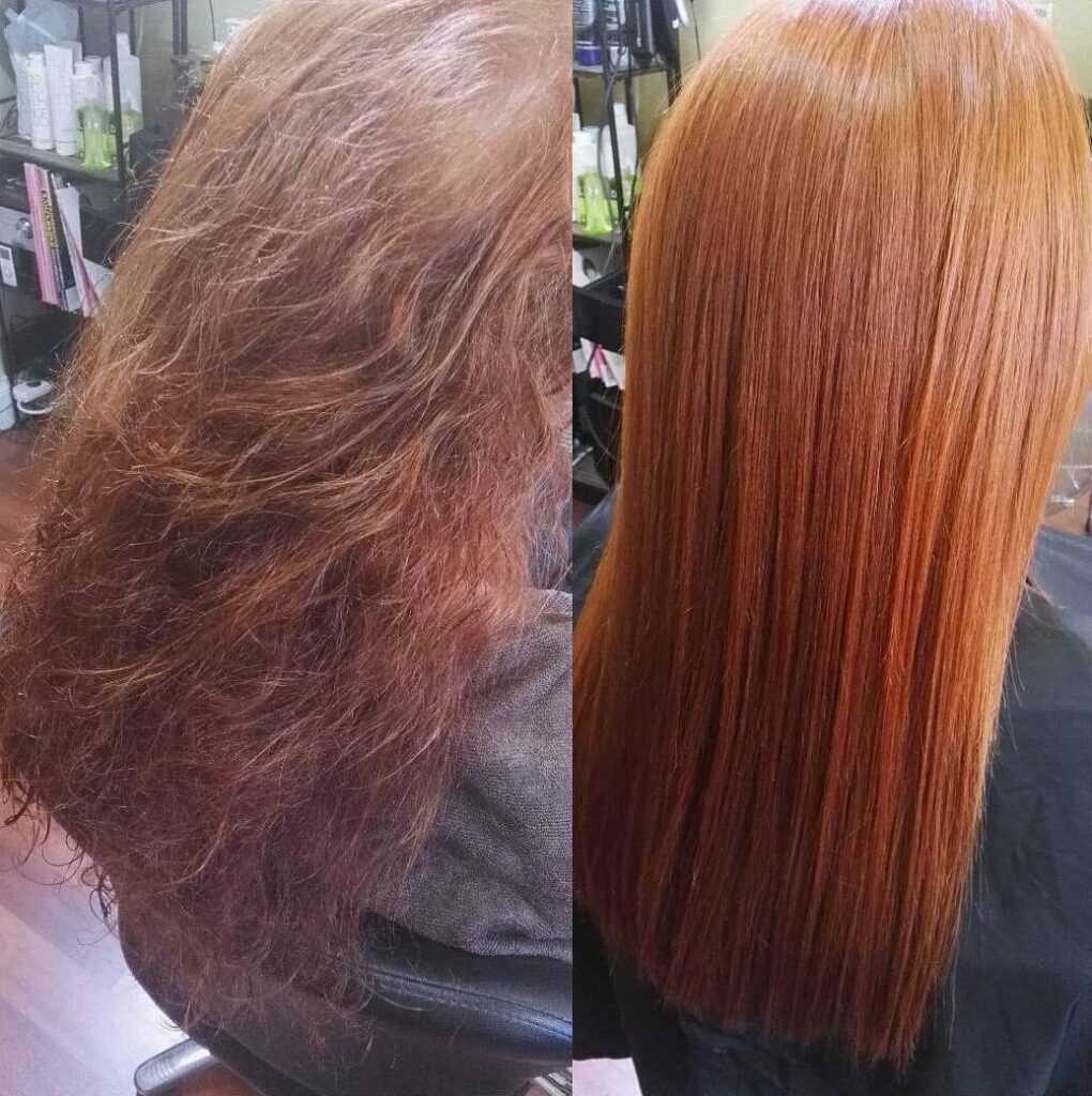 Фото рыжих волос до и после процедуры