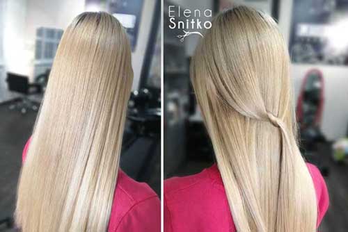 Пшеничный блонд на длинных волосах