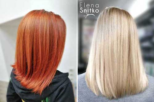 Блонд и рыжий цвет на волосах средней длины